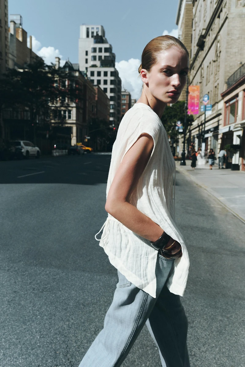 ZW COLLECTION LINEN BLOUSE WITH TIES