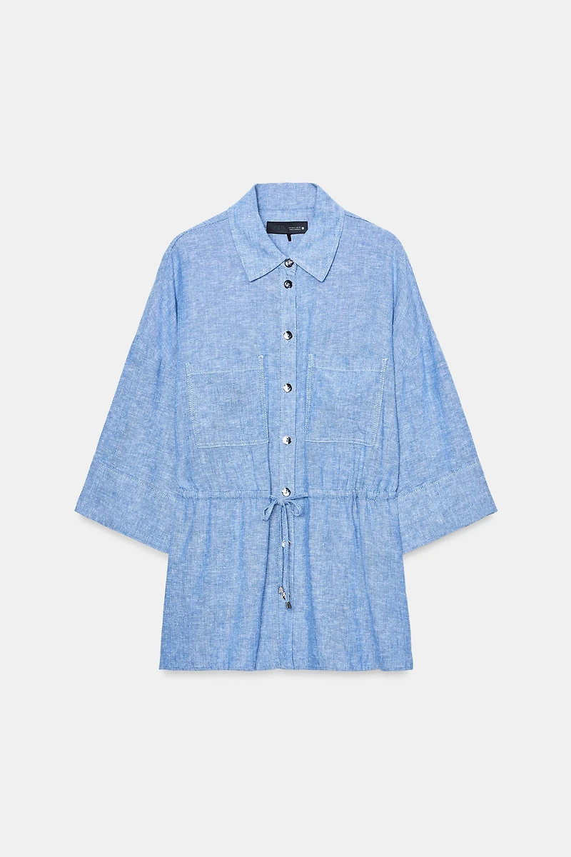 LINEN BLEND SAFARI SHIRT