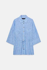 LINEN BLEND SAFARI SHIRT