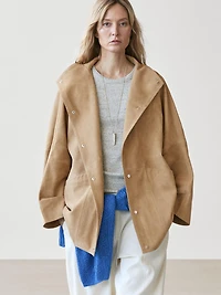 Veste oversize en cuir effet daim