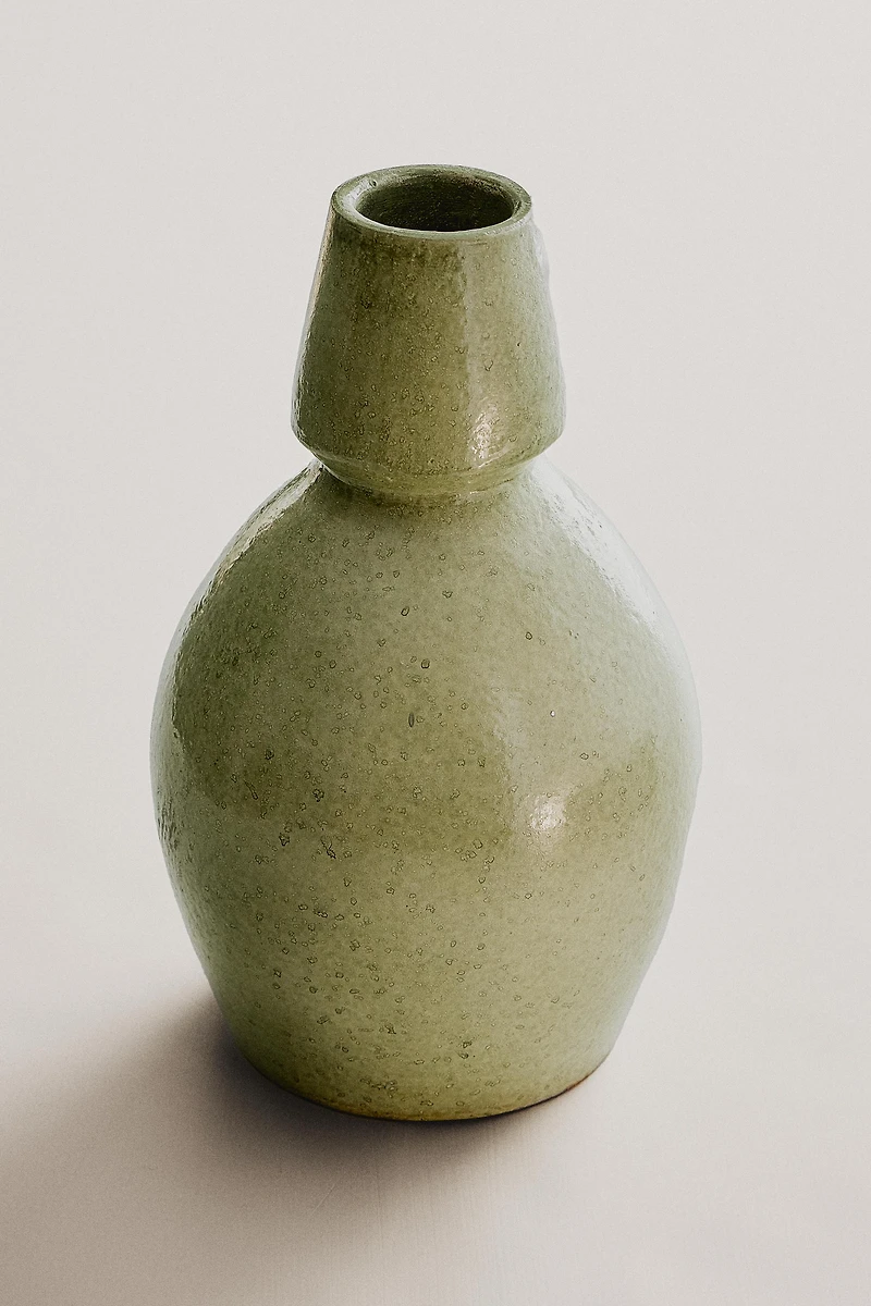 ENAMELLED TERRACOTTA VASE