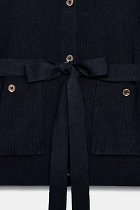 RIB KNIT BELTED CARDIGAN