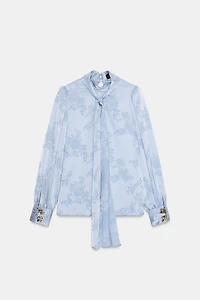 TIED JACQUARD SATIN EFFECT SHIRT