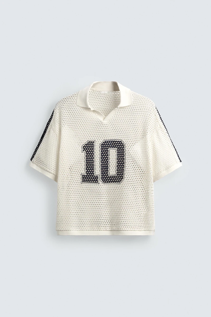 RETRO SOCCER OPEN WEAVE POLO SHIRT