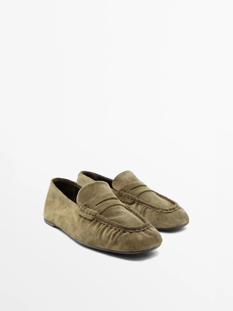 Mocassins croûte de cuir souples