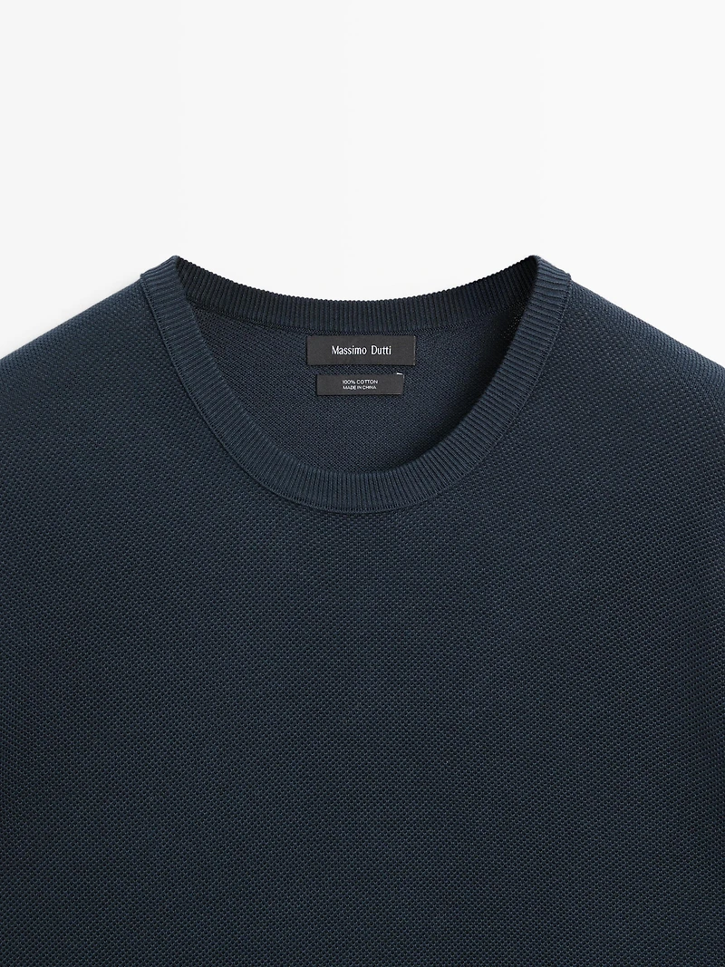 T-shirt en maille texturée à manches courtes