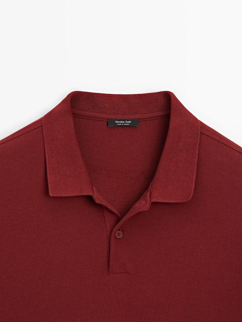 Micro textured piqué cotton polo shirt