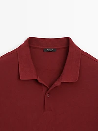 Micro textured piqué cotton polo shirt