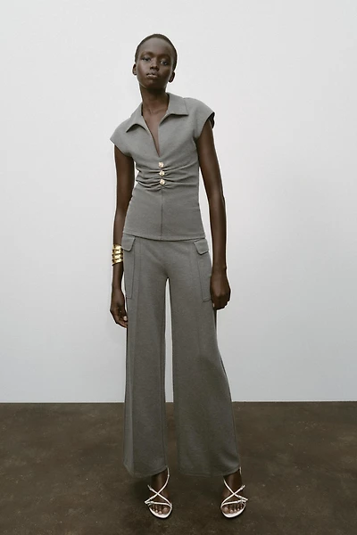 PIQUÉ PANTS WITH POCKETS