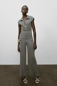 PIQUÉ PANTS WITH POCKETS