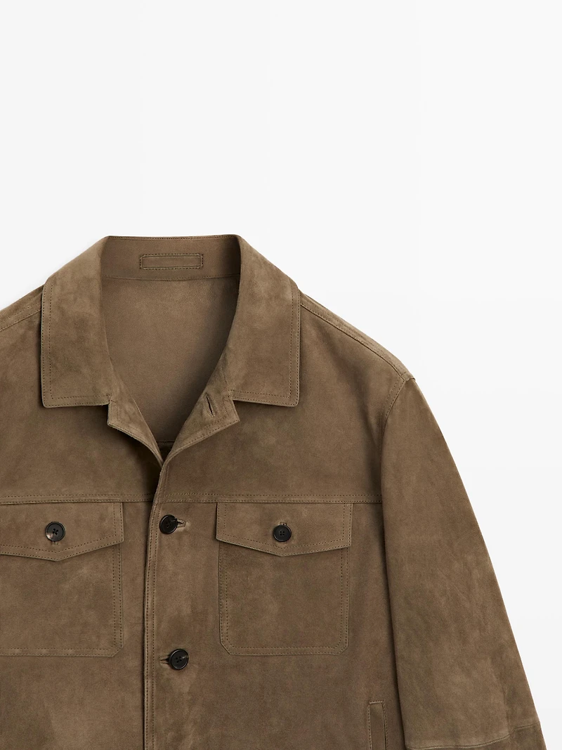 Distressed effect leather jacket with pockets