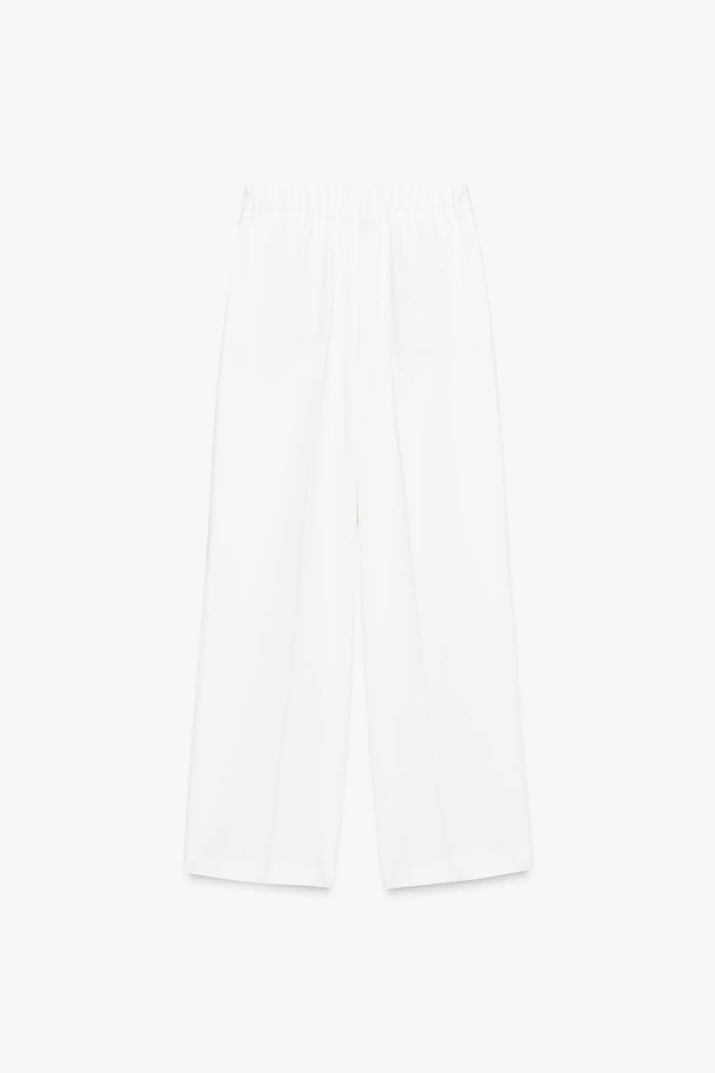 WIDE LEG ELASTIC WAIST PANTS