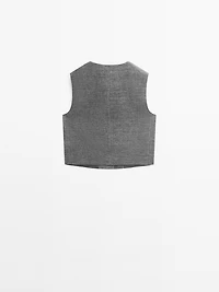 Short linen blend waistcoat