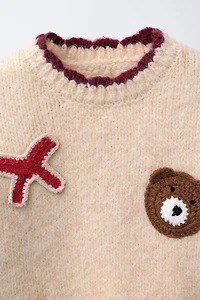 CROCHET PATCH KNIT JUMPER