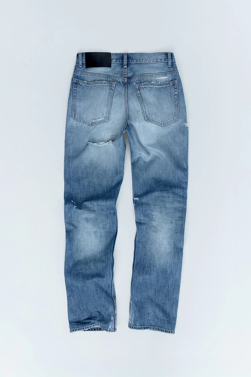 TRF MID-RISE STRAIGHT RIPPED JEANS