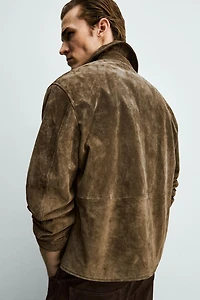 SURCHEMISE REGULAR FIT EN CUIR SUÉDÉ