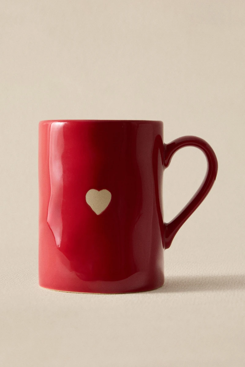 CHRISTMAS HEART STONEWARE MUG