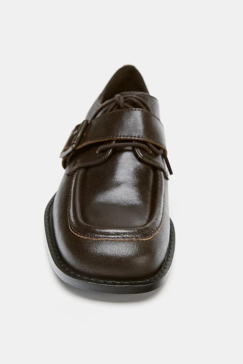 LEATHER BUCKLE LOAFERS