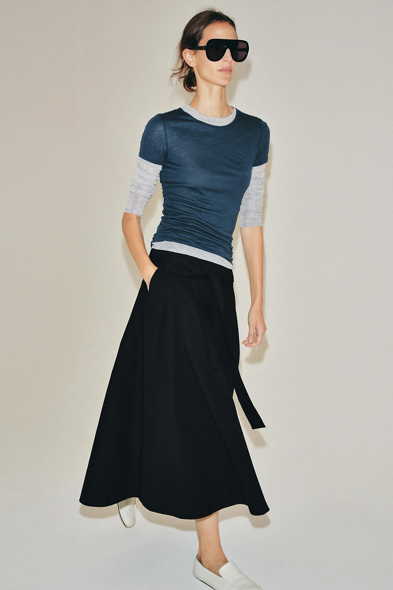 ZW COLLECTION BELTED MIDI SKIRT