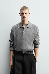 BOUCLÉ TEXTURED KNIT POLO SHIRT