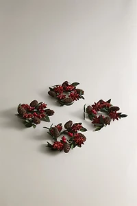 LOT DE 4 RONDS DE SERVIETTE FEUILLES SÉCHÉES NOËL