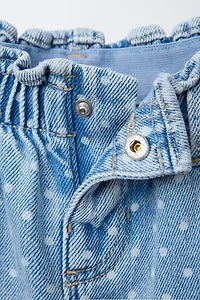 POLKA DOT PAPERBAG DENIM PANTS