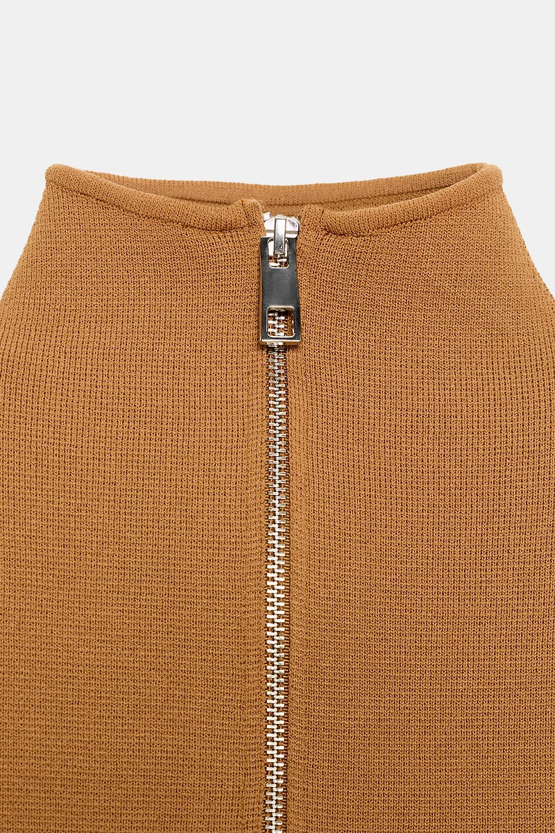 ZIPPERED KNIT CAPE TOP