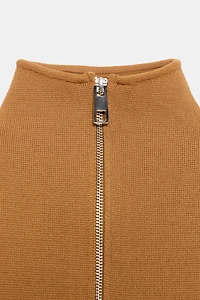 ZIPPERED KNIT CAPE TOP