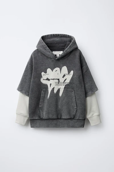 DOUBLE SLEEVE PRINT SWEATSHIRT