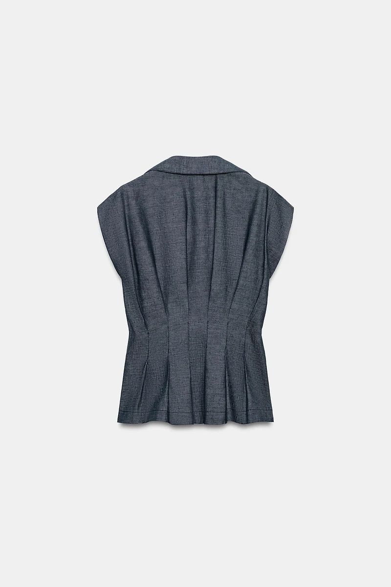 FITTED LINEN BLEND SHIRT WITH DARTS