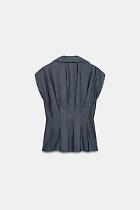FITTED LINEN BLEND SHIRT WITH DARTS