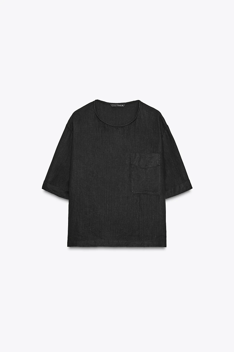 ZW COLLECTION LINEN SHORT SLEEVE TOP