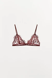 EMBROIDERED LACE TRIANGLE BRALETTE