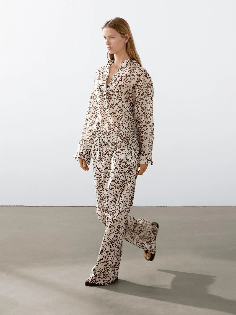 Animal print straight-leg trousers