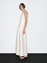 Pantalon large volume en lin mélangé