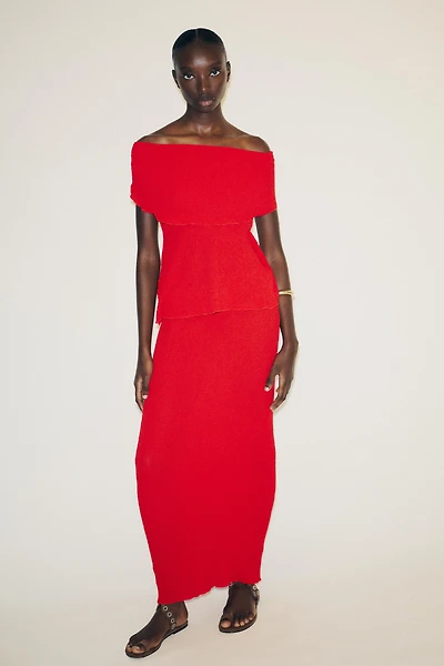 TEXTURED LONG SKIRT