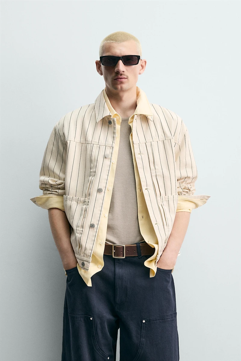 RELAXED FIT PINSTRIPE JACKET