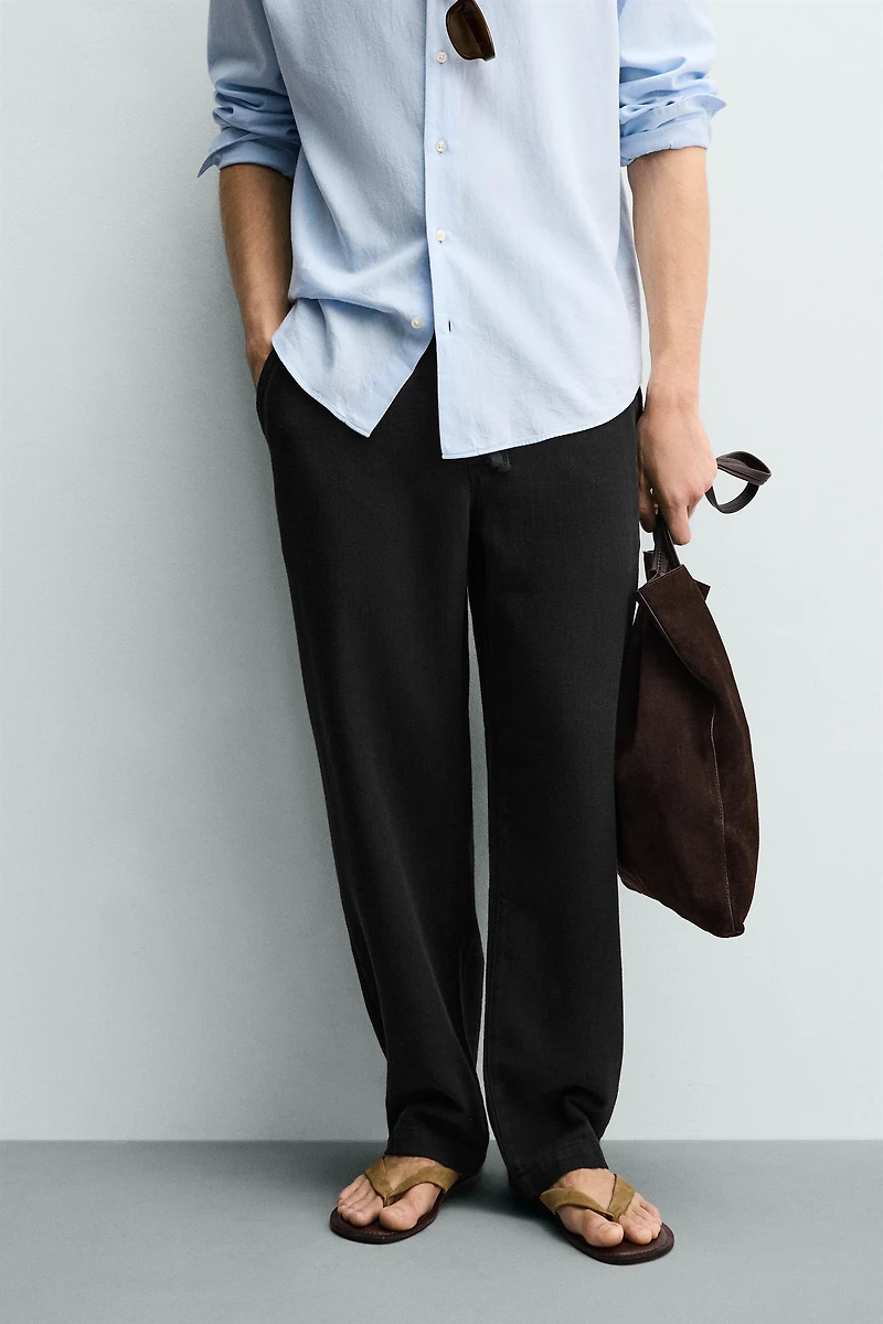 RELAXED FIT TEXTURED PANTS