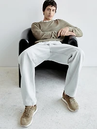 Split suede trainers