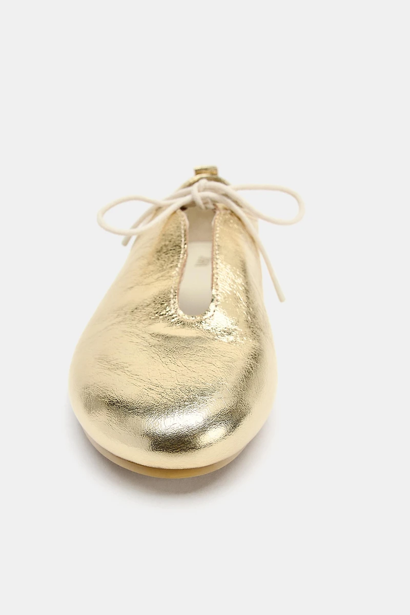 METALLIC LEATHER BALLET FLATS