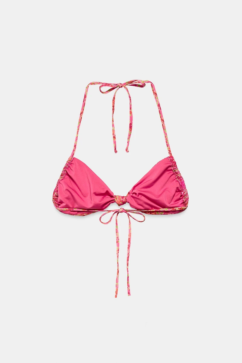 FLORAL PRINT BANDEAU BIKINI TOP