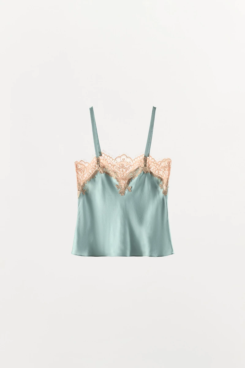 SATIN EFFECT LACE CAMISOLE