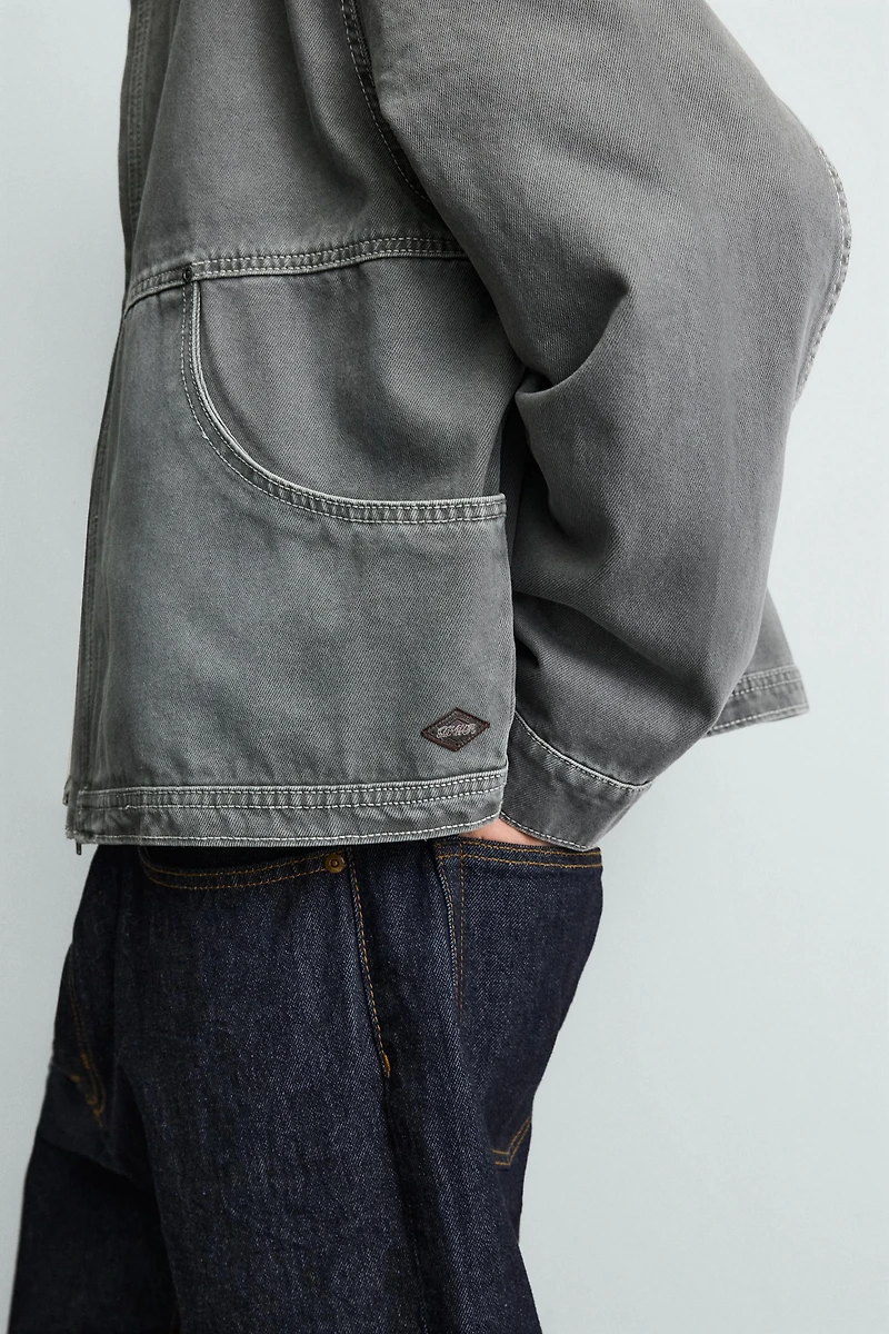 CONTRAST TOPSTITCHING BOXY FIT JACKET