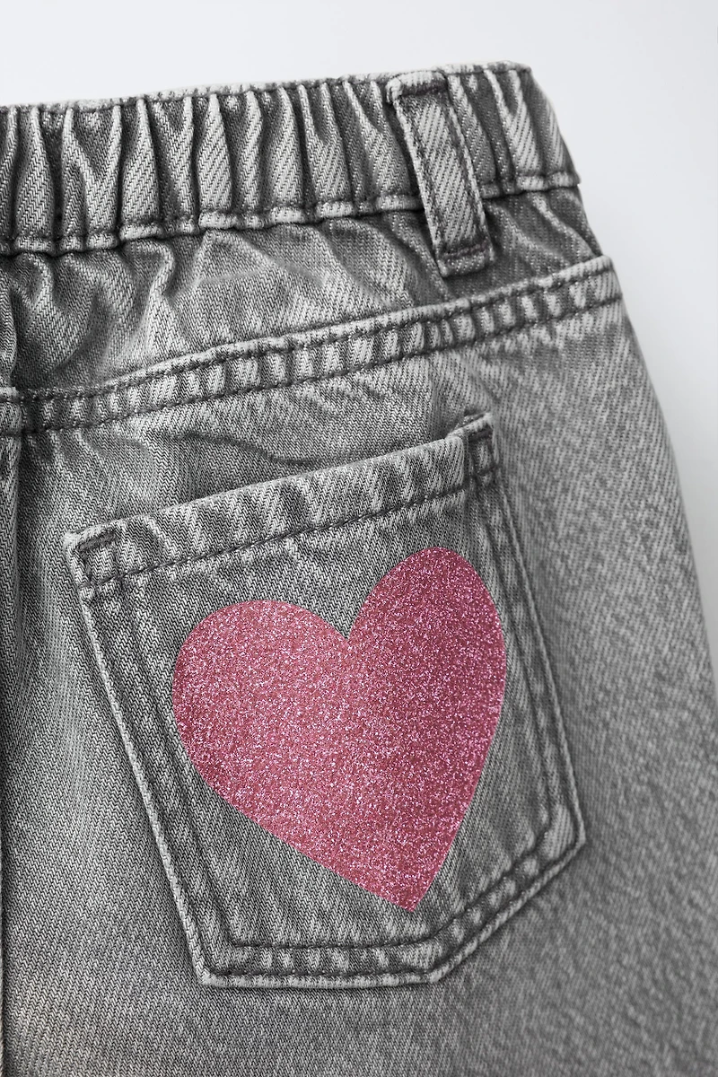 STAR AND HEART WIDE LEG JEANS