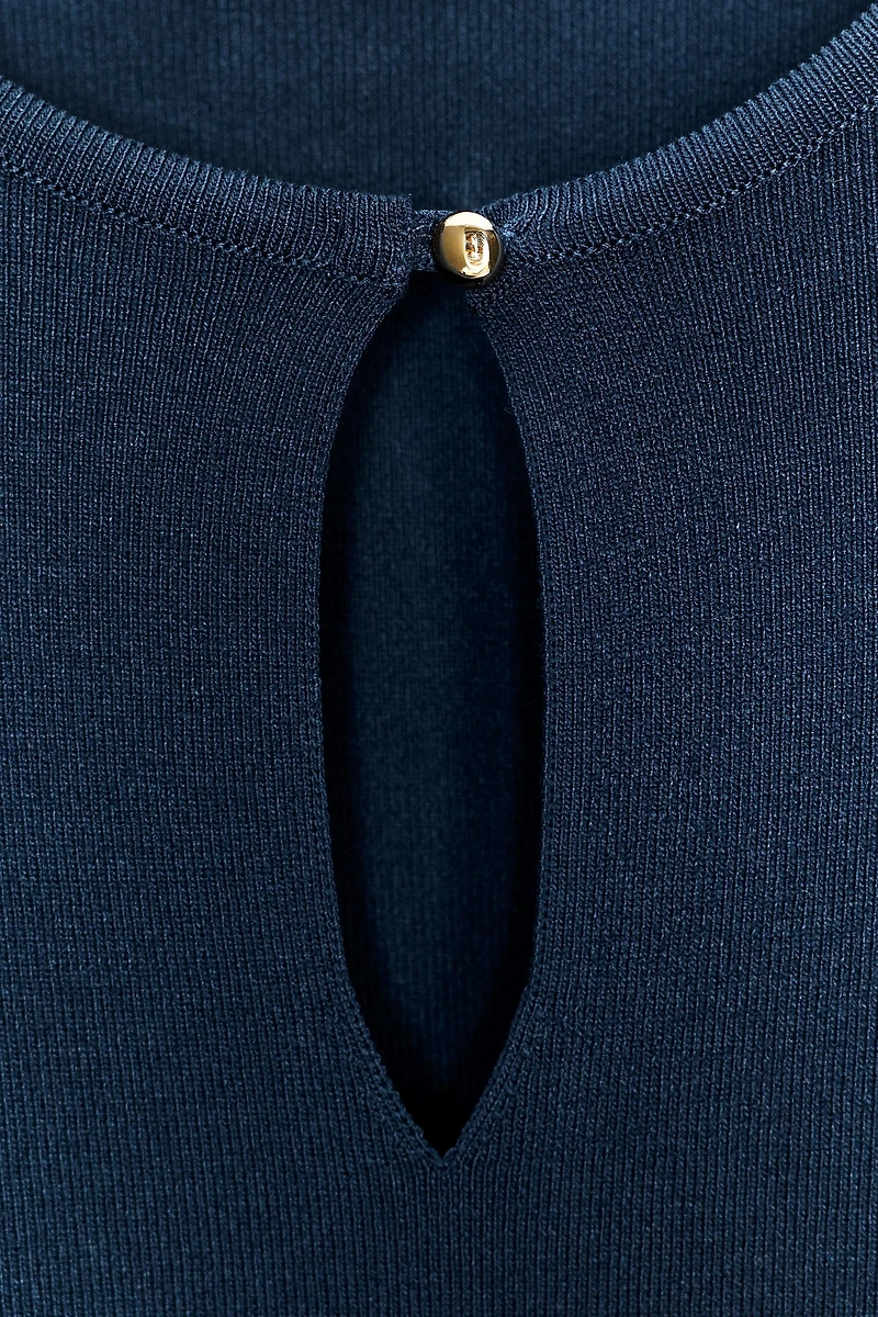 EMBROIDERED EYELET KNIT TOP