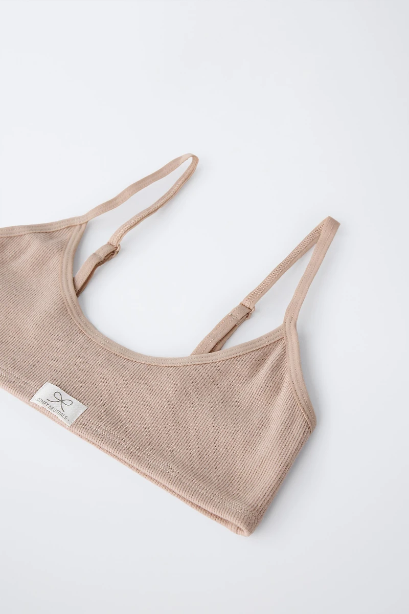 6-14 YEARS/ THREE-PACK OF RIBBED LABEL BRALETTES