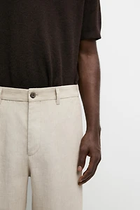 100% Linen Elastic-Waist Pants
