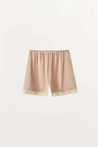SATIN EFFECT LACE SHORTS