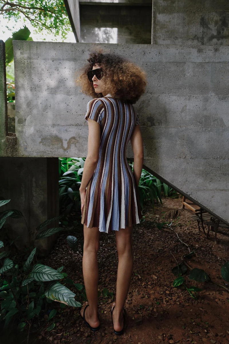STRIPED POLO NECK DRESS