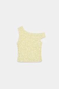 ASYMMETRIC SEQUIN TOP